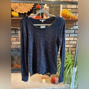 Threads 4 Thought | Heathered Navy Blue Long Sleeve Top